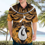 Personalised Maori Matariki Hei Matau Kowhai Hawaiian Shirt Maori Kowhaiwhai Pattern Galaxy