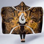 Maori Matariki Hei Matau Kowhai Hooded Blanket Maori Kowhaiwhai Pattern Galaxy