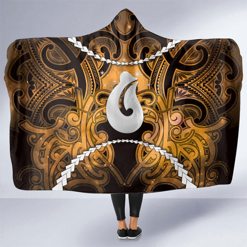 Maori Matariki Hei Matau Kowhai Hooded Blanket Maori Kowhaiwhai Pattern Galaxy