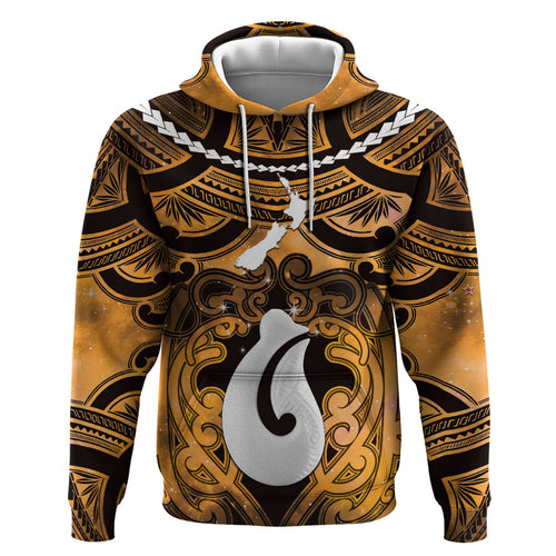 Personalised Maori Matariki Hei Matau Kowhai Hoodie Maori Kowhaiwhai Pattern Galaxy