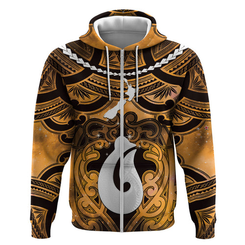 Personalised Maori Matariki Hei Matau Kowhai Hoodie Maori Kowhaiwhai Pattern Galaxy