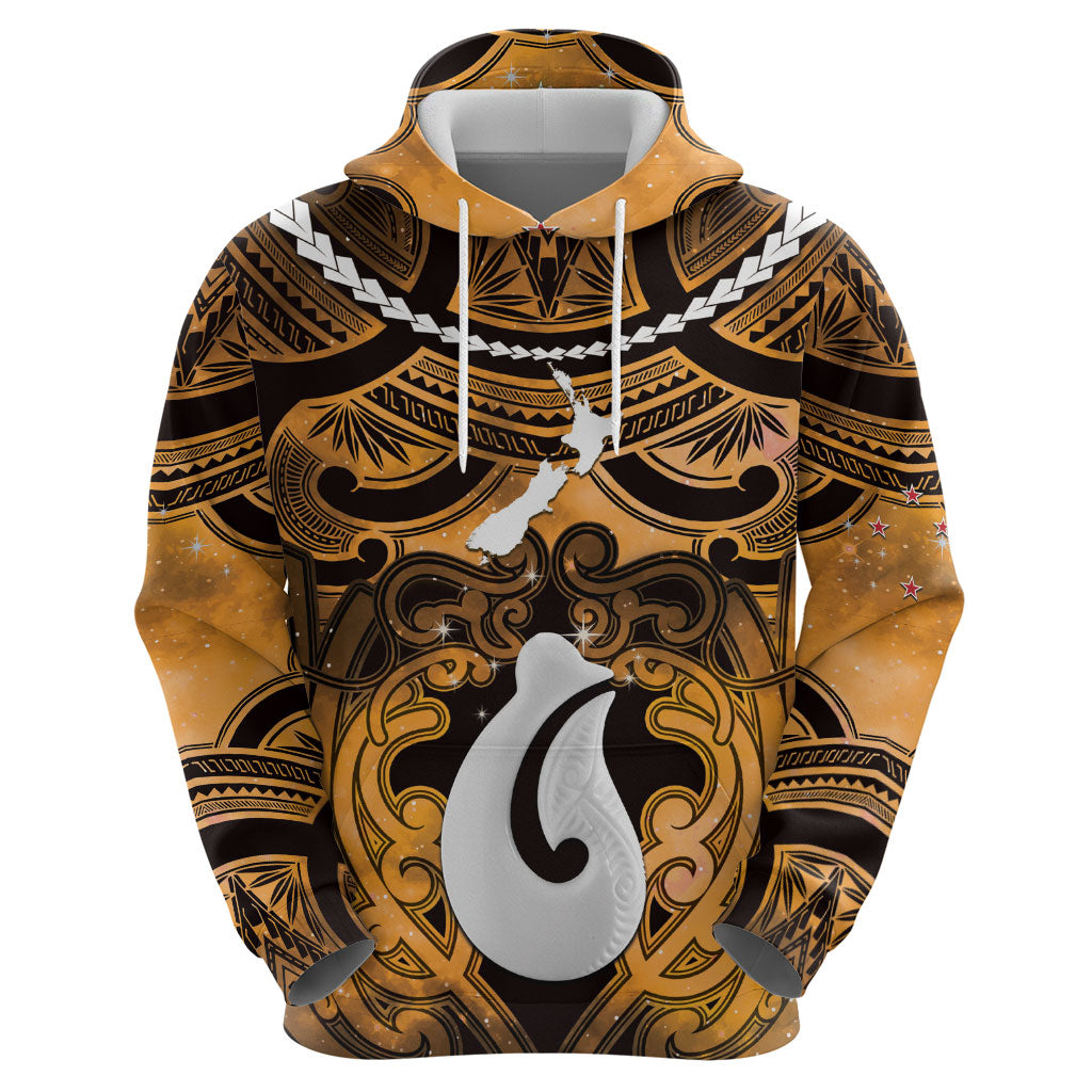 Personalised Maori Matariki Hei Matau Kowhai Hoodie Maori Kowhaiwhai Pattern Galaxy