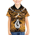 Personalised Maori Matariki Hei Matau Kowhai Kid Hawaiian Shirt Maori Kowhaiwhai Pattern Galaxy