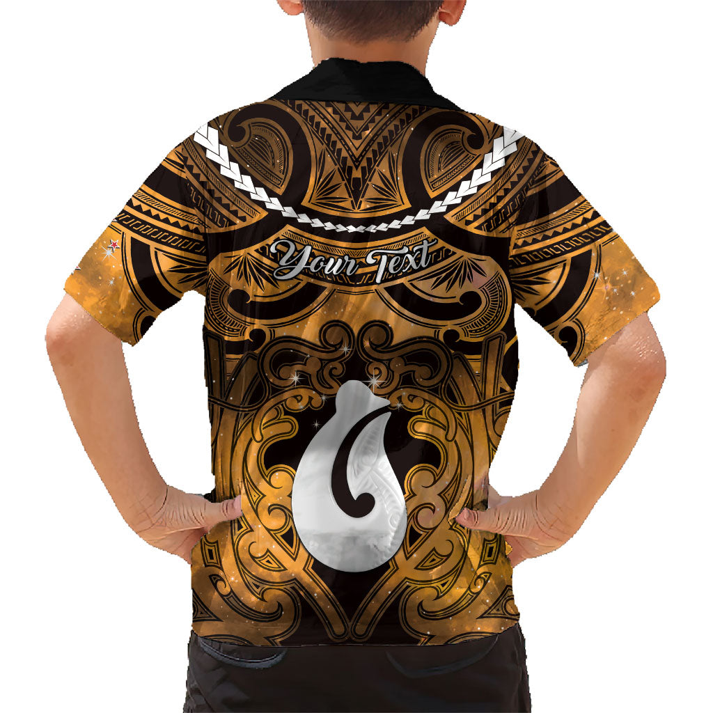 Personalised Maori Matariki Hei Matau Kowhai Kid Hawaiian Shirt Maori Kowhaiwhai Pattern Galaxy