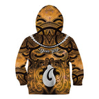 Personalised Maori Matariki Hei Matau Kowhai Kid Hoodie Maori Kowhaiwhai Pattern Galaxy