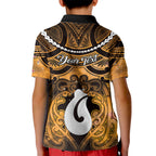 Personalised Maori Matariki Hei Matau Kowhai Kid Polo Shirt Maori Kowhaiwhai Pattern Galaxy