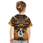 Personalised Maori Matariki Hei Matau Kowhai Kid T Shirt Maori Kowhaiwhai Pattern Galaxy