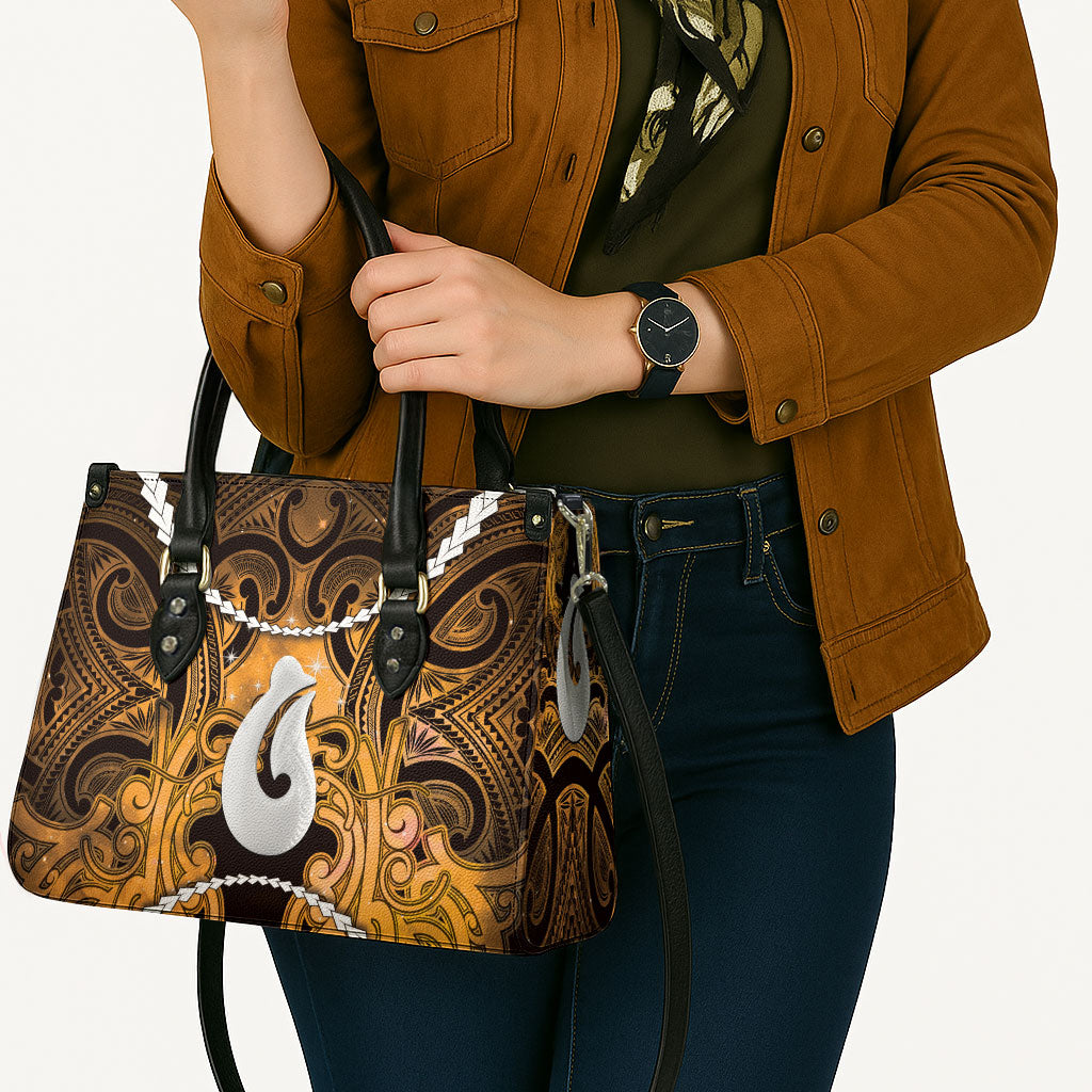 Maori Matariki Hei Matau Kowhai Leather Bag Maori Kowhaiwhai Pattern Galaxy