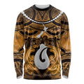 Personalised Maori Matariki Hei Matau Kowhai Long Sleeve Shirt Maori Kowhaiwhai Pattern Galaxy