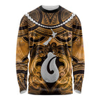 Personalised Maori Matariki Hei Matau Kowhai Long Sleeve Shirt Maori Kowhaiwhai Pattern Galaxy