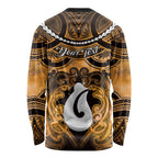 Personalised Maori Matariki Hei Matau Kowhai Long Sleeve Shirt Maori Kowhaiwhai Pattern Galaxy