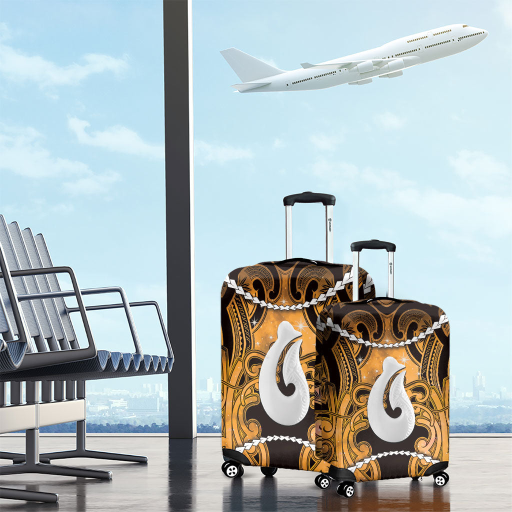 Maori Matariki Hei Matau Kowhai Luggage Cover Maori Kowhaiwhai Pattern Galaxy