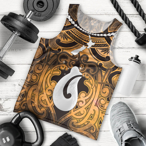 Personalised Maori Matariki Hei Matau Kowhai Men Tank Top Maori Kowhaiwhai Pattern Galaxy