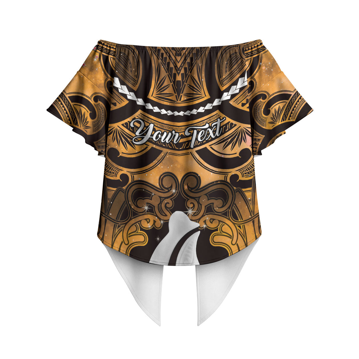Personalised Maori Matariki Hei Matau Kowhai Off Shoulder Wrap Waist Top Maori Kowhaiwhai Pattern Galaxy