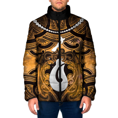 Personalised Maori Matariki Hei Matau Kowhai Padded Jacket Maori Kowhaiwhai Pattern Galaxy