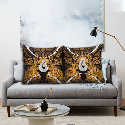 Maori Matariki Hei Matau Kowhai Pillow Cover Maori Kowhaiwhai Pattern Galaxy