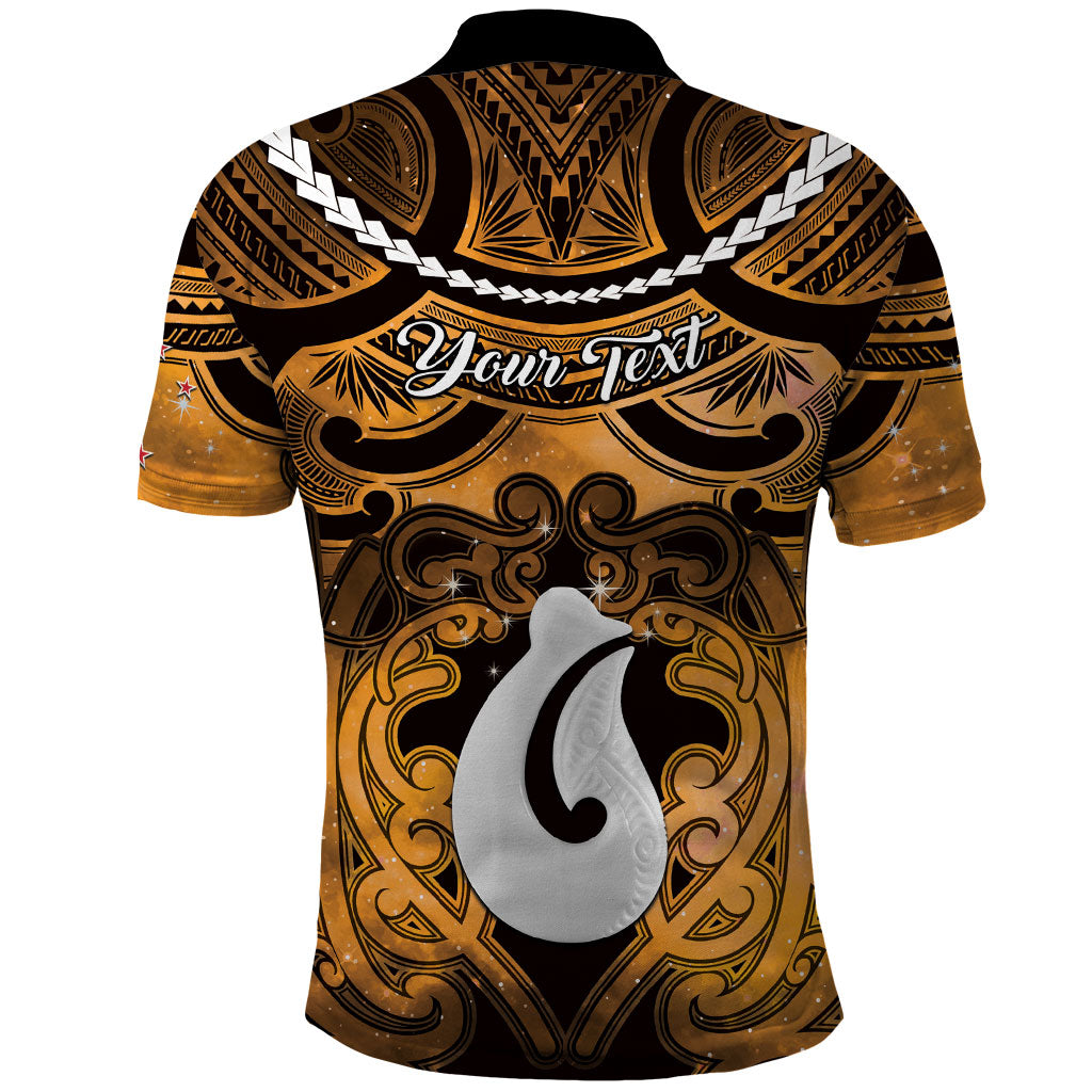Personalised Maori Matariki Hei Matau Kowhai Polo Shirt Maori Kowhaiwhai Pattern Galaxy