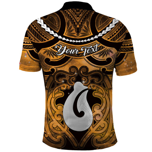 Personalised Maori Matariki Hei Matau Kowhai Polo Shirt Maori Kowhaiwhai Pattern Galaxy