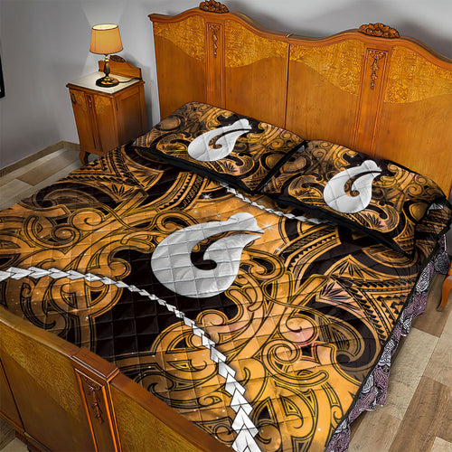 Maori Matariki Hei Matau Kowhai Quilt Bed Set Maori Kowhaiwhai Pattern Galaxy