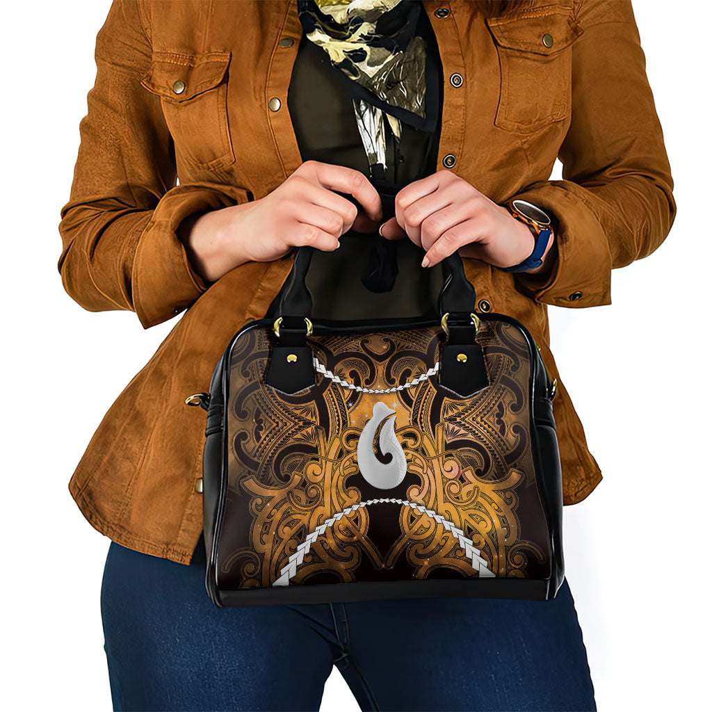 Maori Matariki Hei Matau Kowhai Shoulder Handbag Maori Kowhaiwhai Pattern Galaxy