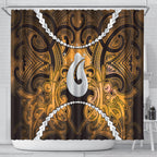 Maori Matariki Hei Matau Kowhai Shower Curtain Maori Kowhaiwhai Pattern Galaxy