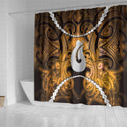 Maori Matariki Hei Matau Kowhai Shower Curtain Maori Kowhaiwhai Pattern Galaxy