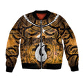 Personalised Maori Matariki Hei Matau Kowhai Sleeve Zip Bomber Jacket Maori Kowhaiwhai Pattern Galaxy