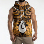 Personalised Maori Matariki Hei Matau Kowhai Sleeveless Hoodie Maori Kowhaiwhai Pattern Galaxy