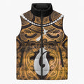 Personalised Maori Matariki Hei Matau Kowhai Sleeveless Puffer Jacket Maori Kowhaiwhai Pattern Galaxy
