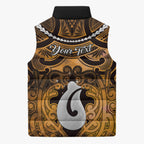 Personalised Maori Matariki Hei Matau Kowhai Sleeveless Puffer Jacket Maori Kowhaiwhai Pattern Galaxy