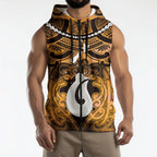 Personalised Maori Matariki Hei Matau Kowhai Sleeveless Zip Hoodie Maori Kowhaiwhai Pattern Galaxy
