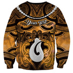 Personalised Maori Matariki Hei Matau Kowhai Sweatshirt Maori Kowhaiwhai Pattern Galaxy