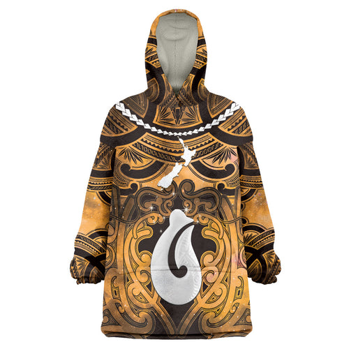 Personalised Maori Matariki Hei Matau Kowhai Wearable Blanket Hoodie Maori Kowhaiwhai Pattern Galaxy