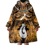 Personalised Maori Matariki Hei Matau Kowhai Wearable Blanket Hoodie Maori Kowhaiwhai Pattern Galaxy