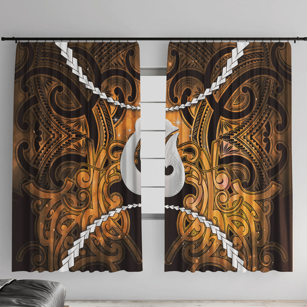 Maori Matariki Hei Matau Kowhai Window Curtain Maori Kowhaiwhai Pattern Galaxy
