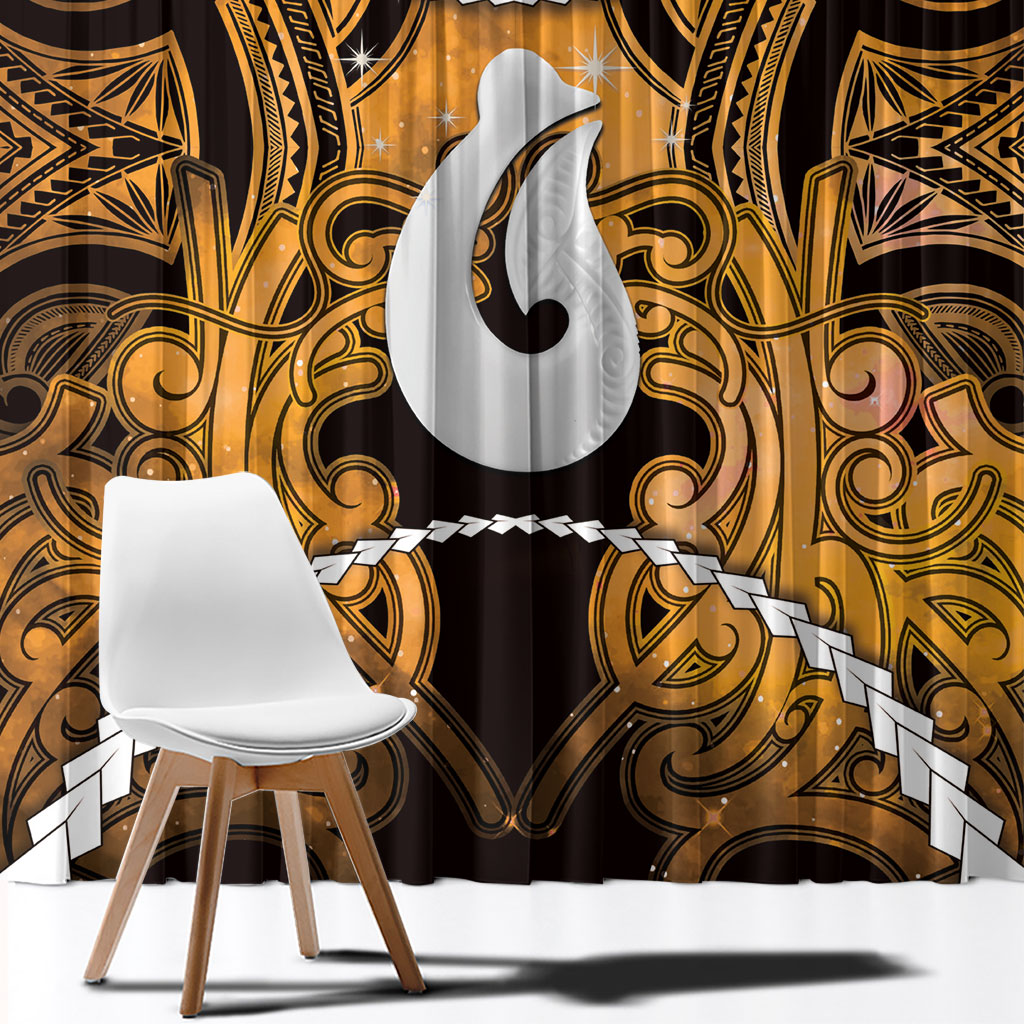 Maori Matariki Hei Matau Kowhai Window Curtain Maori Kowhaiwhai Pattern Galaxy
