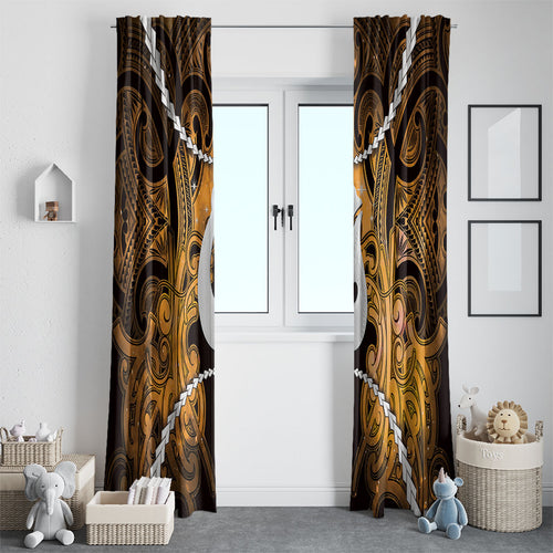 Maori Matariki Hei Matau Kowhai Window Curtain Maori Kowhaiwhai Pattern Galaxy