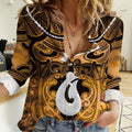 Personalised Maori Matariki Hei Matau Kowhai Women Casual Shirt Maori Kowhaiwhai Pattern Galaxy