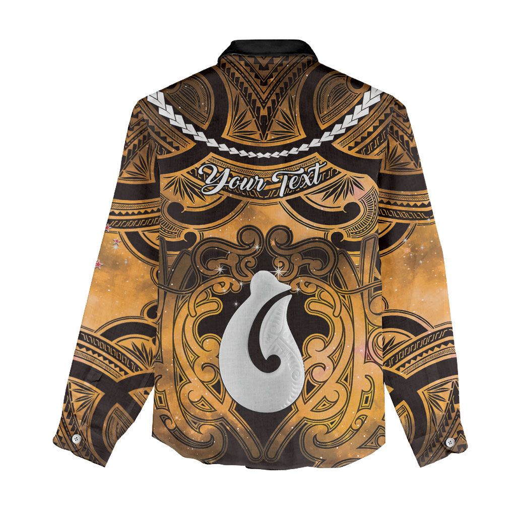 Personalised Maori Matariki Hei Matau Kowhai Women Casual Shirt Maori Kowhaiwhai Pattern Galaxy