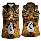 Personalised Maori Matariki Hei Matau Kowhai Women Sleeveless Polo Shirt Maori Kowhaiwhai Pattern Galaxy