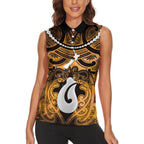 Personalised Maori Matariki Hei Matau Kowhai Women Sleeveless Polo Shirt Maori Kowhaiwhai Pattern Galaxy