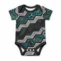 Personalised Taniko Aotearoa Mix Paua Shell Baby Onesie Niho Taniwha Turquoise Glitter