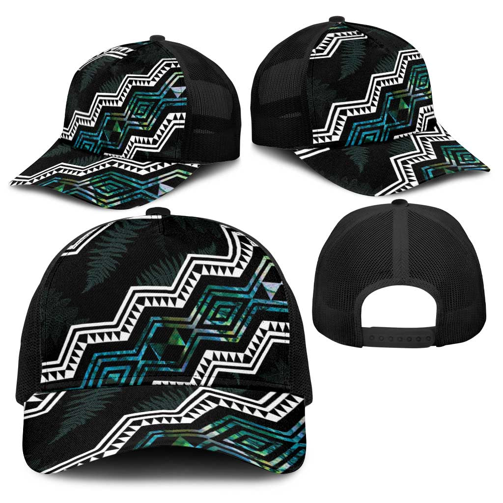 Taniko Aotearoa Mix Paua Shell Baseball Net Cap Niho Taniwha Turquoise Glitter - Aussie Hoodie