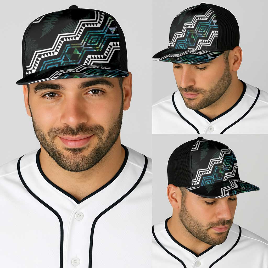 Taniko Aotearoa Mix Paua Shell Baseball Net Cap Niho Taniwha Turquoise Glitter - Aussie Hoodie