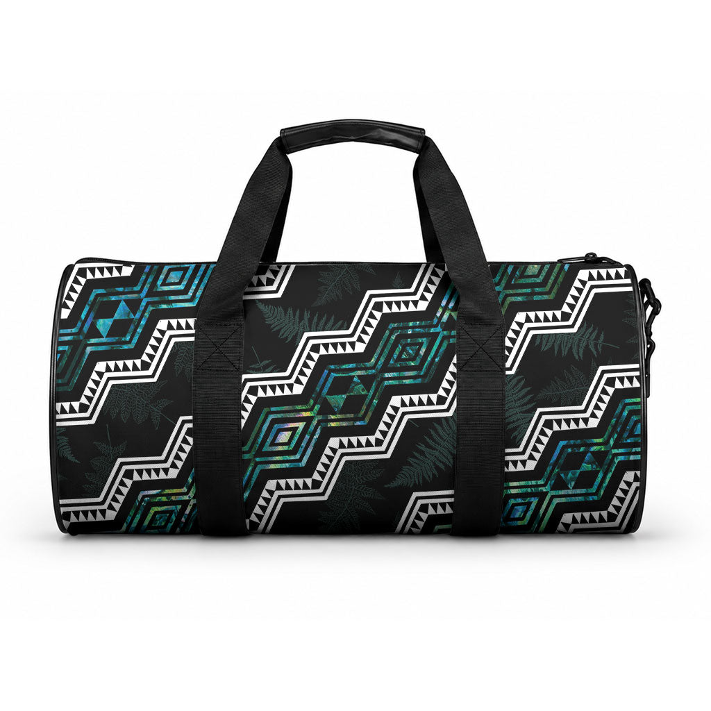 Taniko Aotearoa Mix Paua Shell Duffle Bag Niho Taniwha Turquoise Glitter