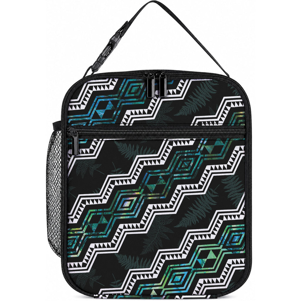 Taniko Aotearoa Mix Paua Shell Lunch Bag Niho Taniwha Turquoise Glitter