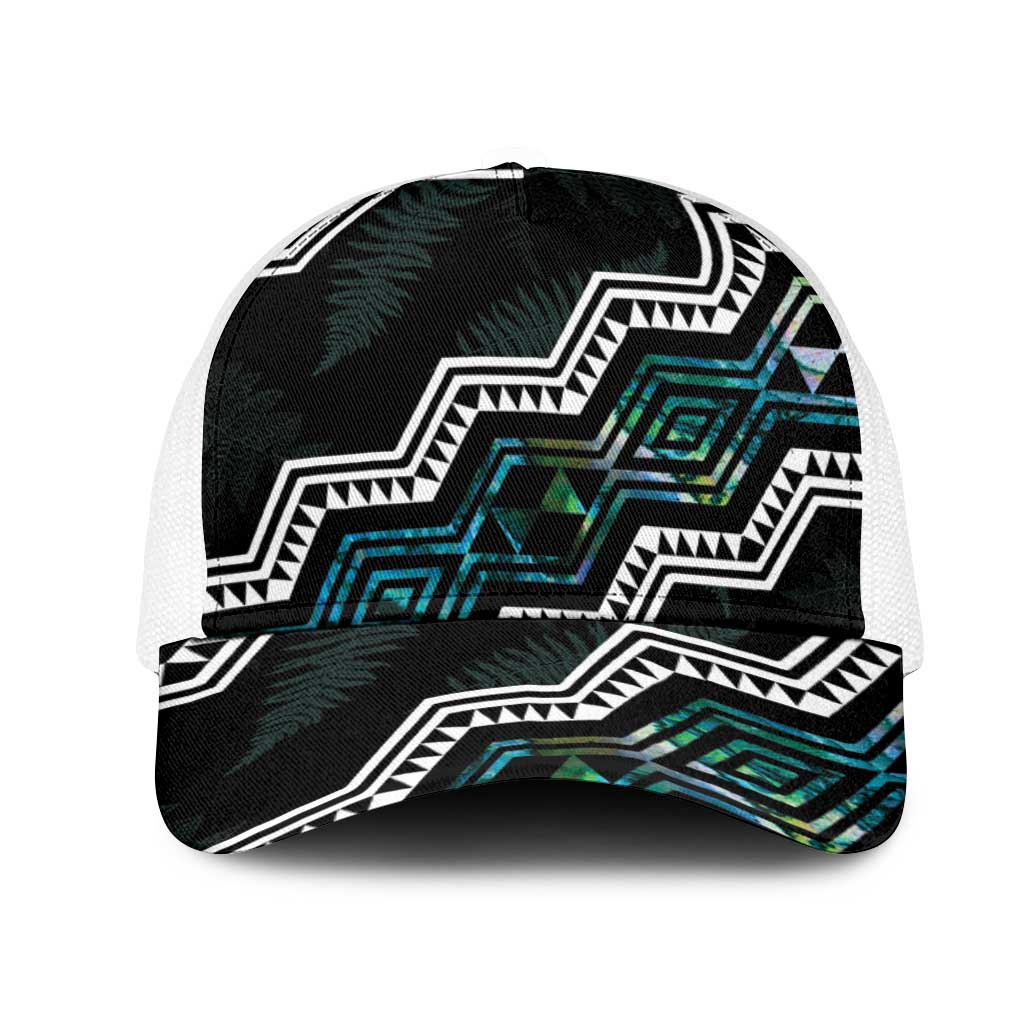 Taniko Aotearoa Mix Paua Shell Mesh Trucker Cap Niho Taniwha Turquoise Glitter - Aussie Hoodie