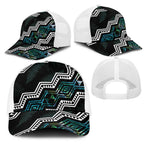 Taniko Aotearoa Mix Paua Shell Mesh Trucker Cap Niho Taniwha Turquoise Glitter - Aussie Hoodie