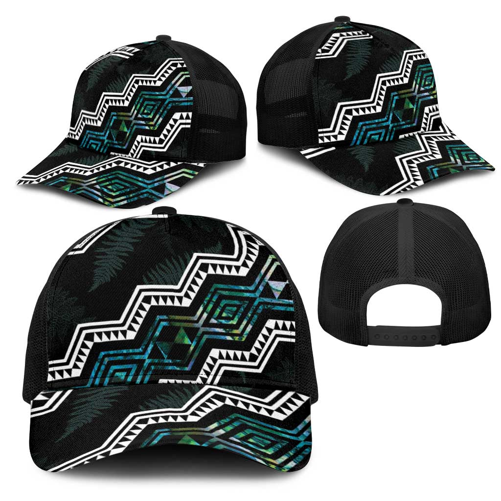 Taniko Aotearoa Mix Paua Shell Mesh Trucker Cap Niho Taniwha Turquoise Glitter - Aussie Hoodie