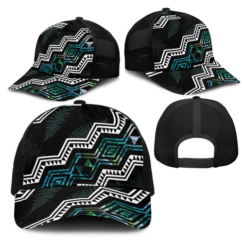 Taniko Aotearoa Mix Paua Shell Mesh Trucker Cap Niho Taniwha Turquoise Glitter - Aussie Hoodie